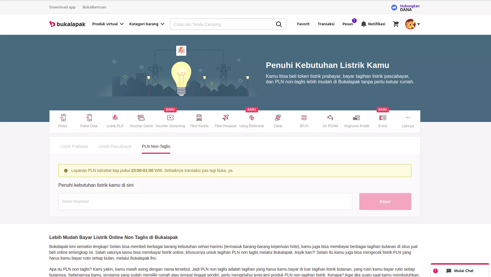 Tampilan Website Premi Asuransi Bukalapak